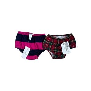 Ralph Lauren Baby Girls 2 Bloomers Diaper Cover Christmas  Plaid Pink Navy NEW‎